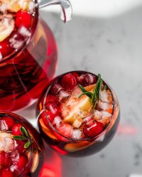 Winter sangria close up, vertical, top view